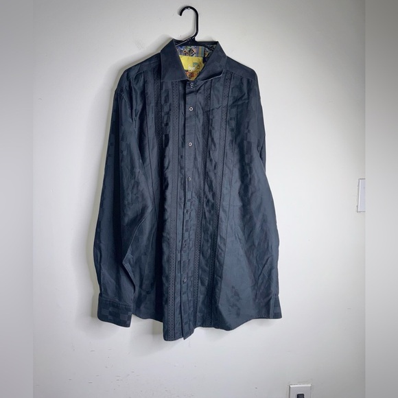 Robert Graham Men’s Casual Button Down Shirt Flip Cuff Black - Picture 1 of 7